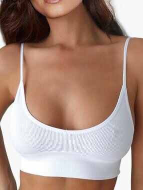 White Micro Ribbed Bralette Size M/L